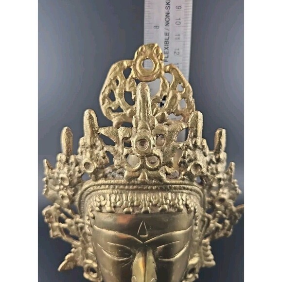 Tibetan Buddhist Tara Indian Brass Goddess Head - Picture 12 of 16